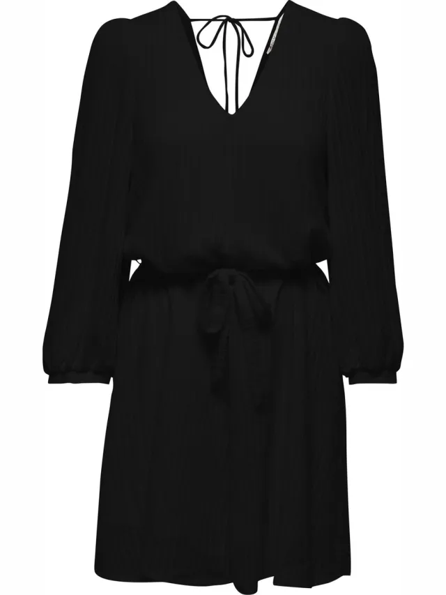Only ONLEMMA 3/4 V-NECK DRESS WVN Dames Jurk Zwart