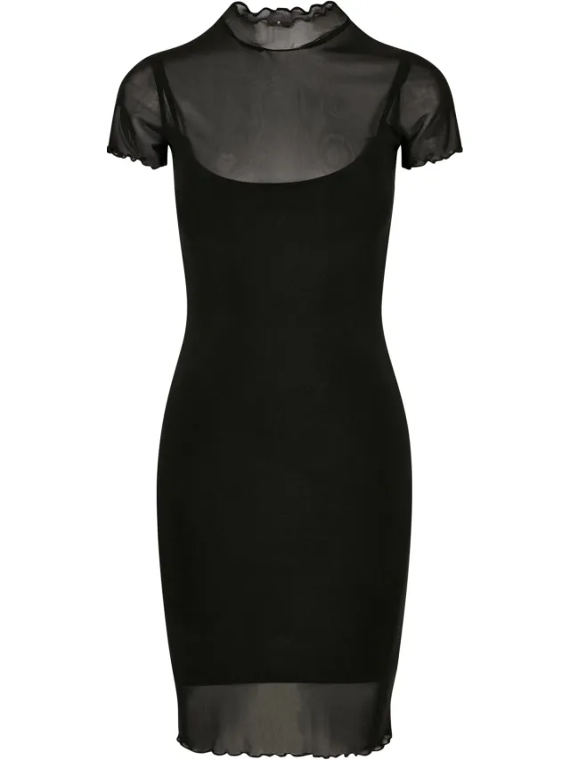 Urban Classics Dames/Dames Mesh 2-laags jurk (Zwart)