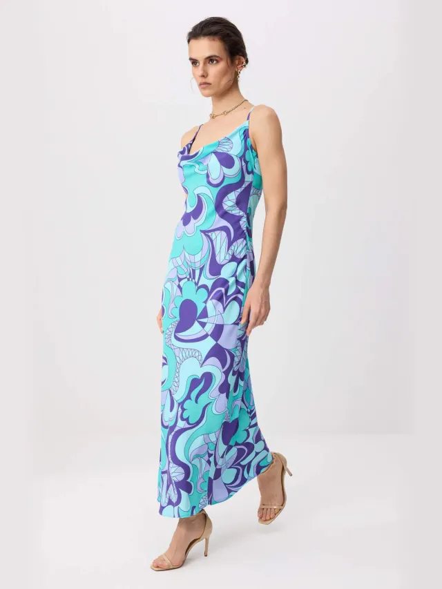 Trendyol TRENDYOLMİLLA Dames Meerkleurig Abstract Maxi Mouwloos Recht Jurken Veelkleurig