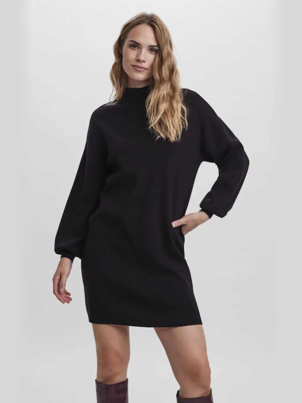 Vero Moda Vmnancy gebreide jurk zwart, foto 3