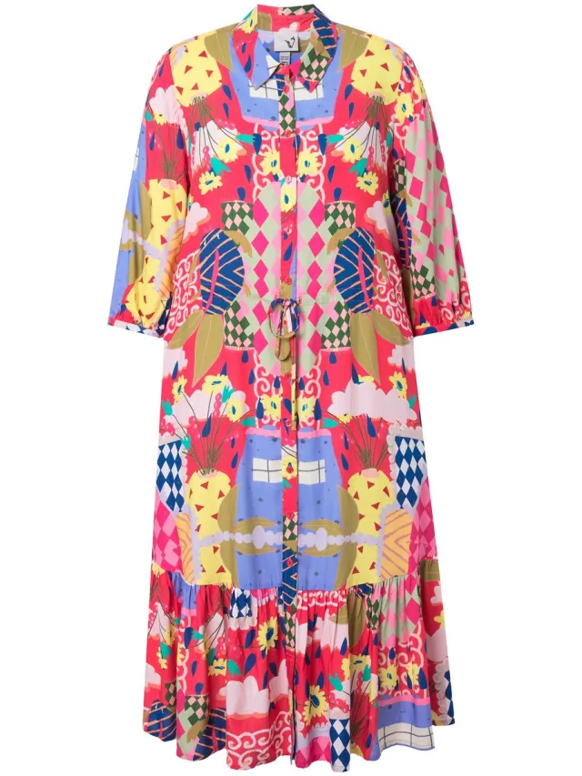 Ulla Popken Dames - Blouse-jurk - Roze - Maat 42+