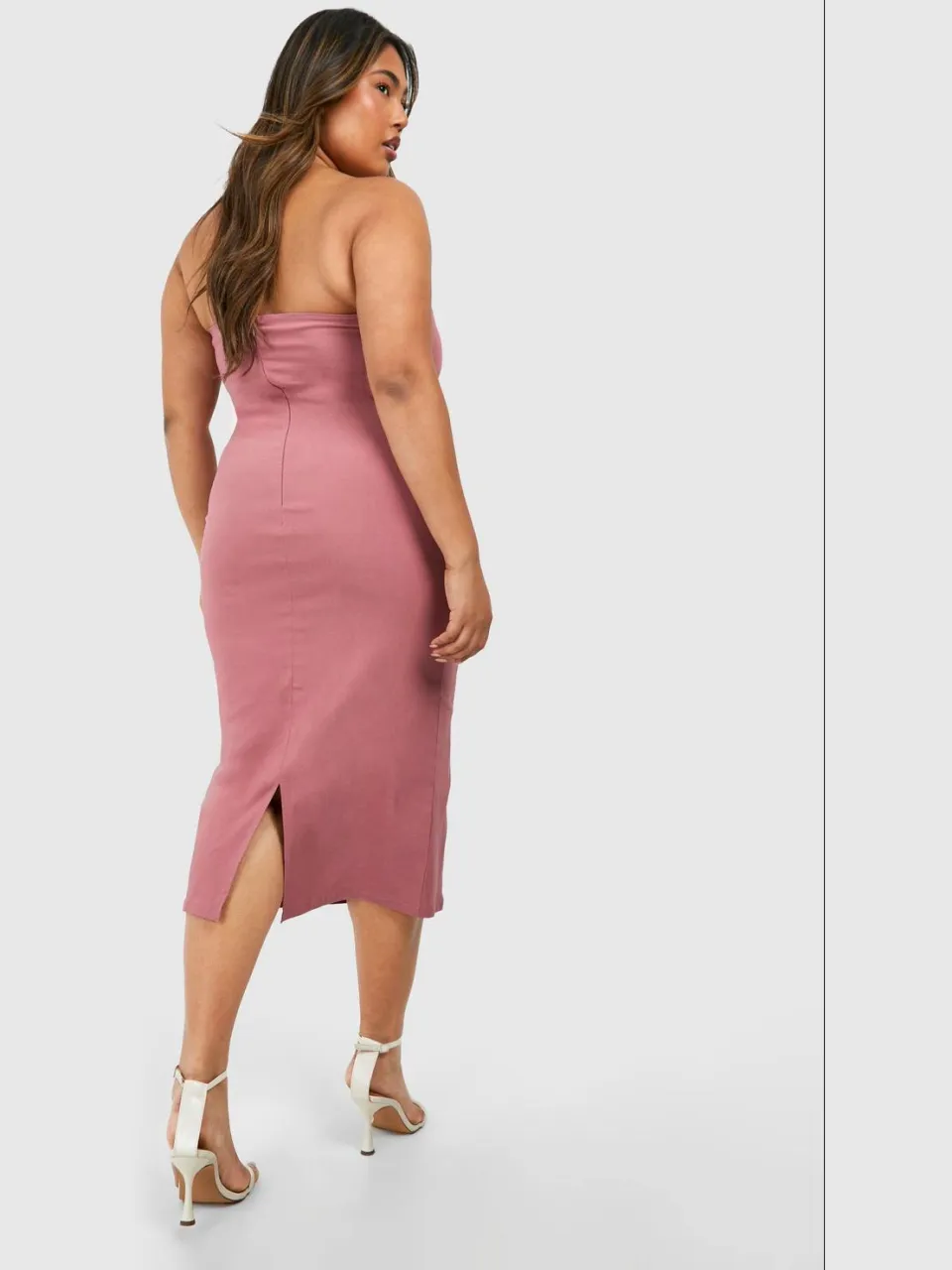 boohoo Dames Plus Bandeau Bengaline Midi Jurk mauve, foto 2