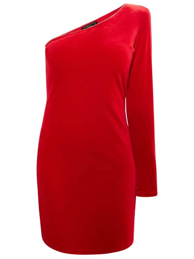 Faina Mini-jurk met één schouder Dames rood, foto 2