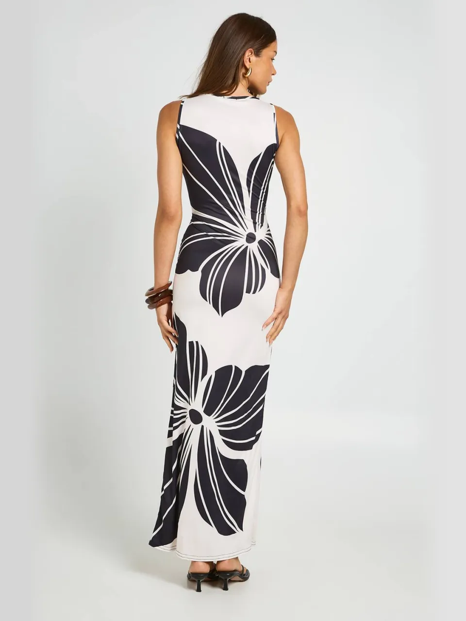 boohoo Dames Grote Bloemenprint Maxi Jurk Met Slash Hals ivoor, foto 2