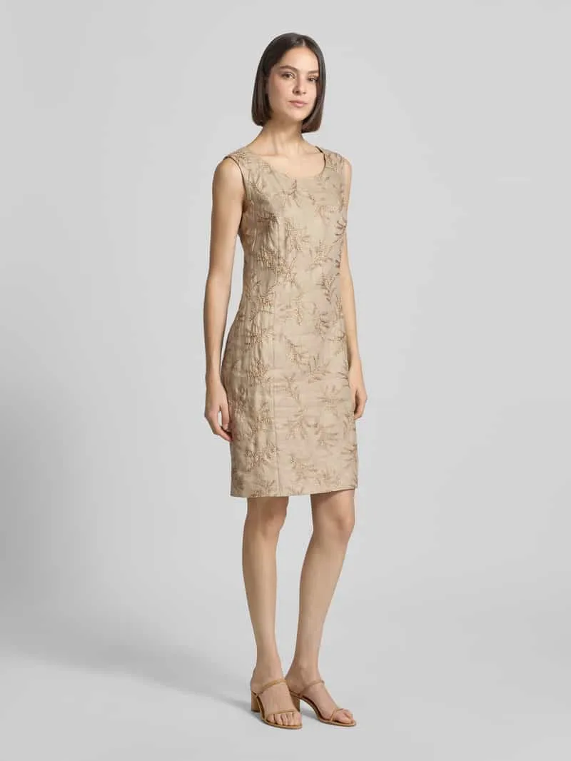 White Label Knie-lange kokerjurk met stitchings cognac, foto 3