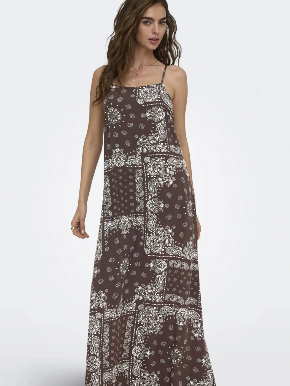Only AMBEL maxi jurk bruin, foto 2