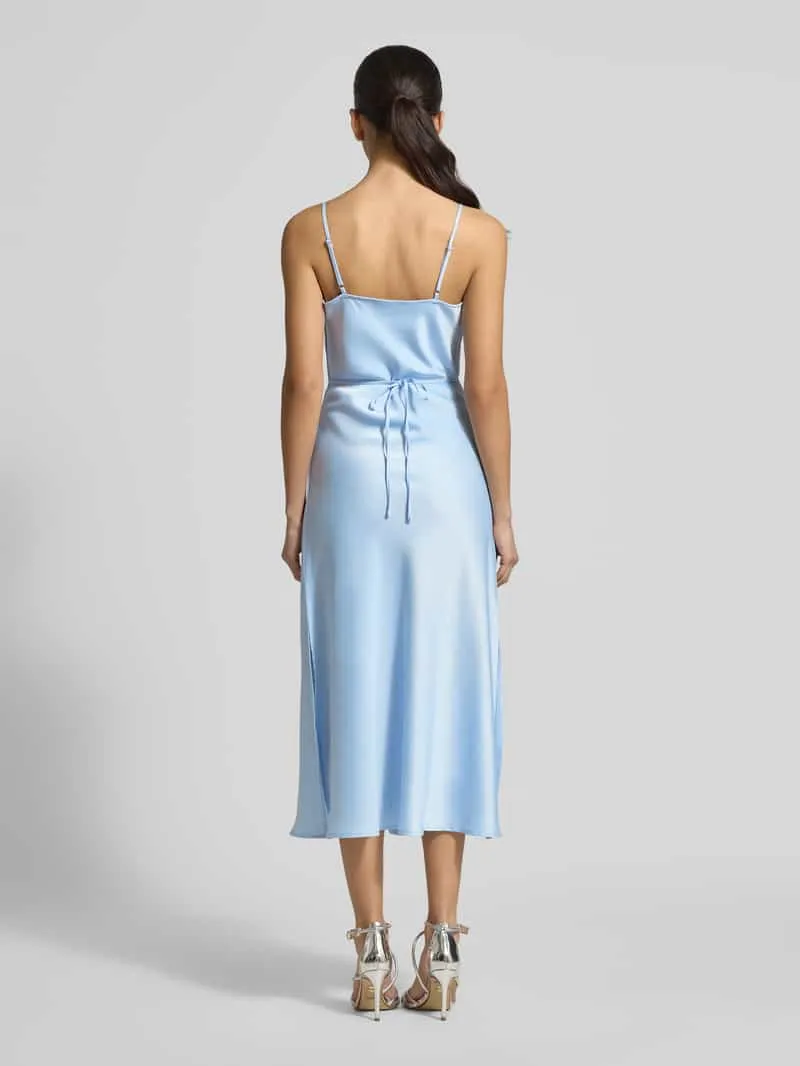 Yas midi-jurk van satijn model 'Thea' lichtblauw, foto 3