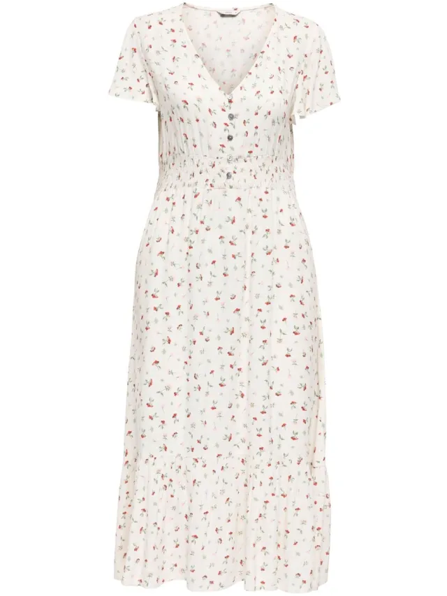 Only ONLMARIANNE LIFE S/S MIDI DRESS WVN - Dames - Maxi jurken Cloud Dancer