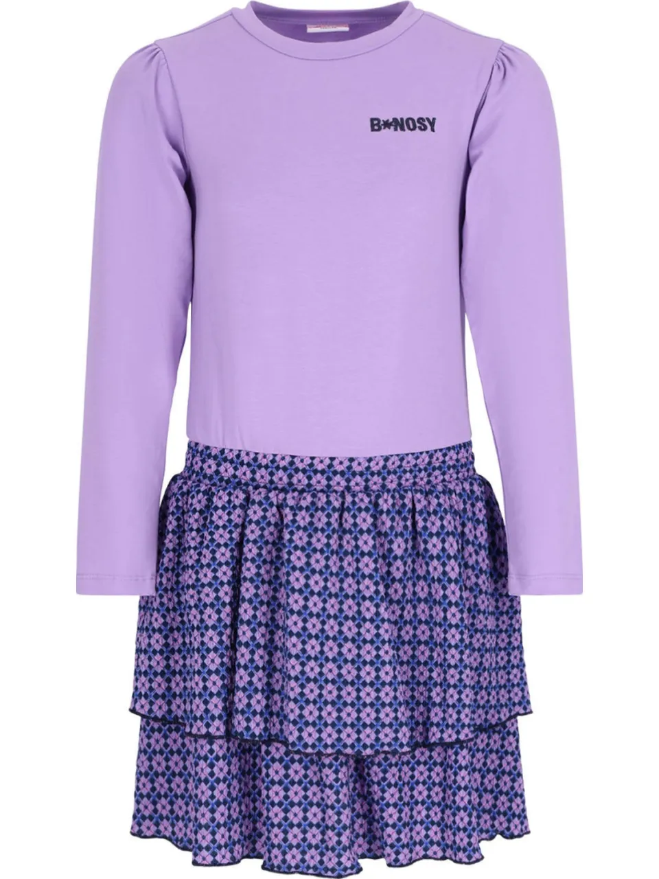 B.Nosy midi jurk met print paars lila, foto 3