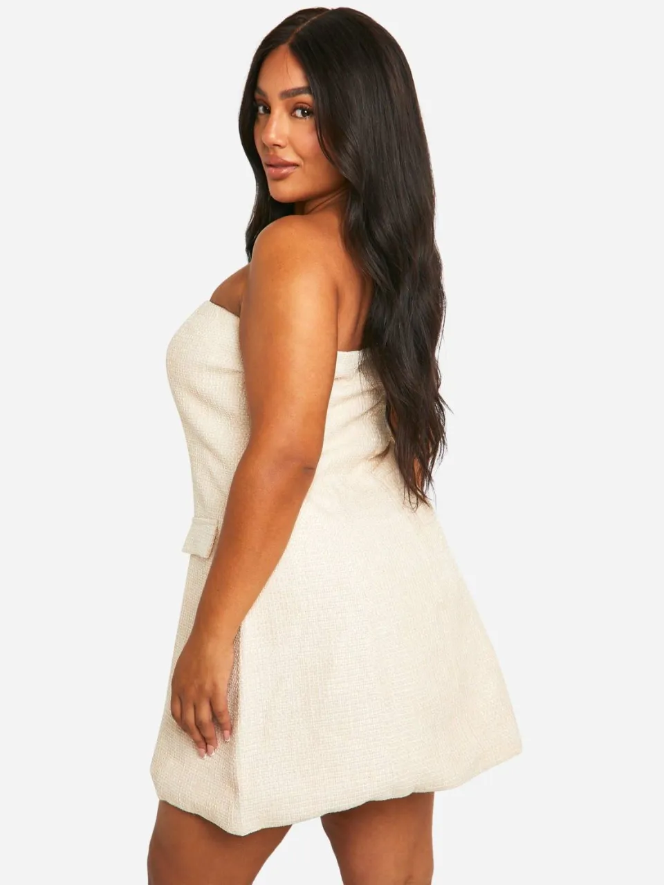 boohoo Dames Plus Boucle Mini Shift Jurk steen, foto 3