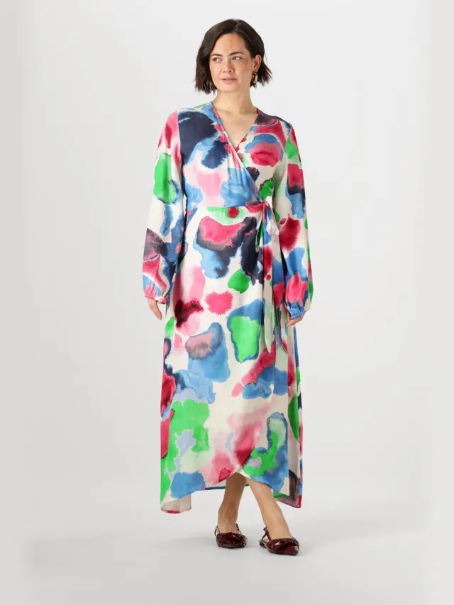 JANSEN Amsterdam Dames Jurken Nienke Jurk Wm 564 Wrap Long Puffed Sleeve - Multi