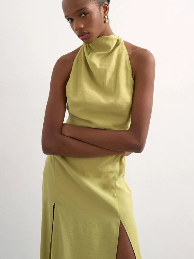 Topshop maxi jurk limegroen