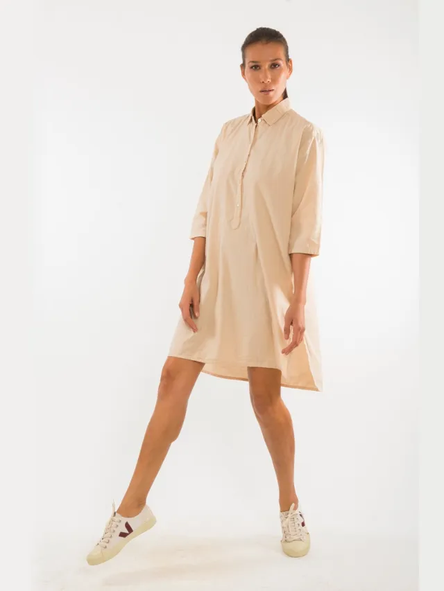 RAVENS VIEW IBIZA dames vegan Blousejurk Isla Zandbeige