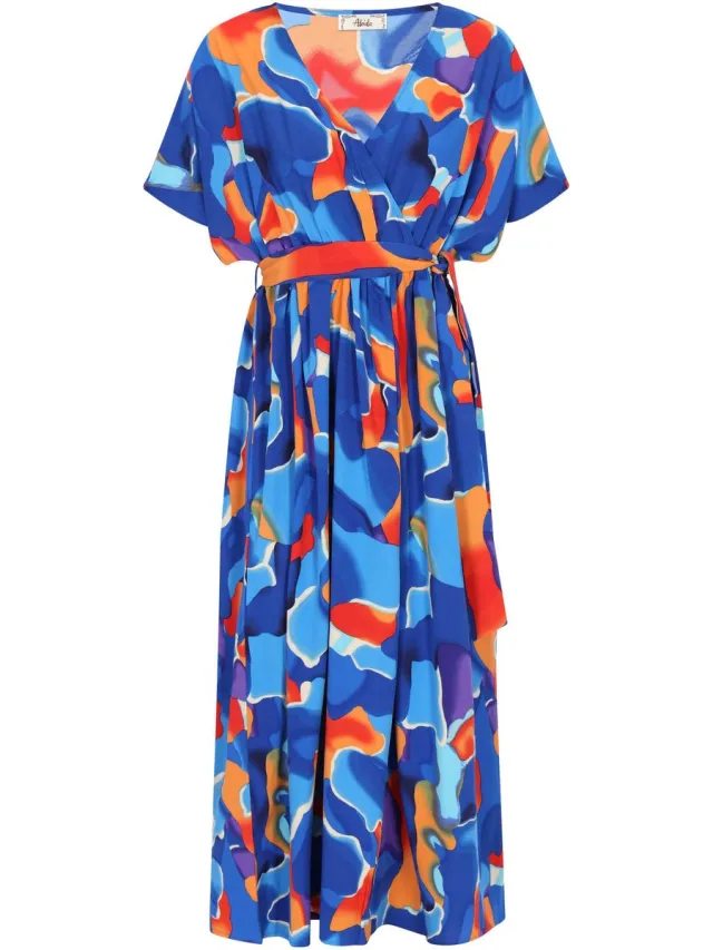 aleida jurk oranje veelkleurig