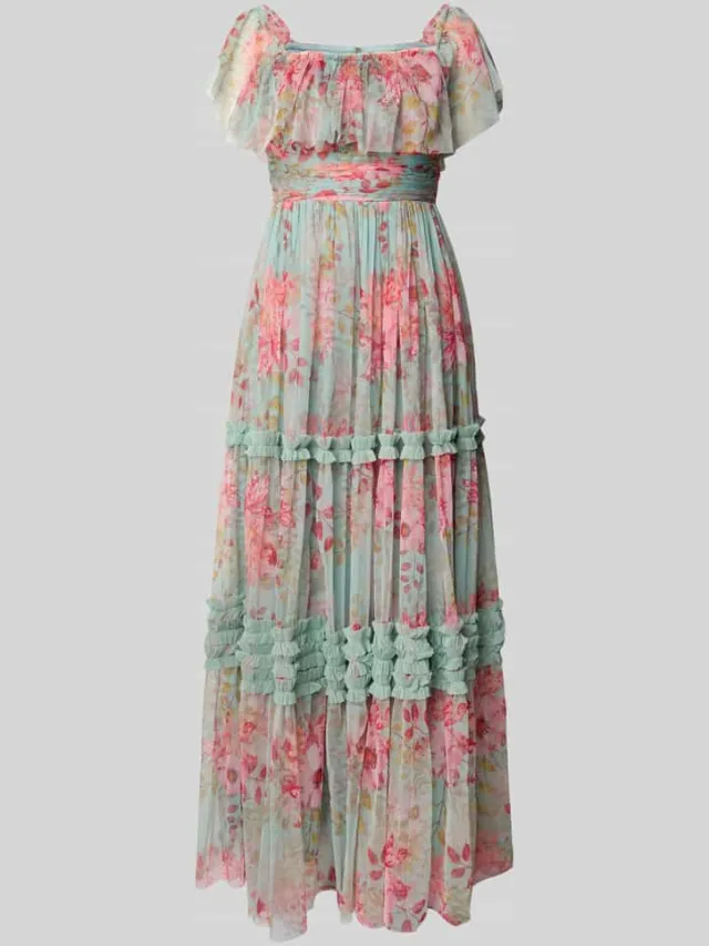 Lace & Beads Avondjurk met vierkante hals lichtblauw, foto 2