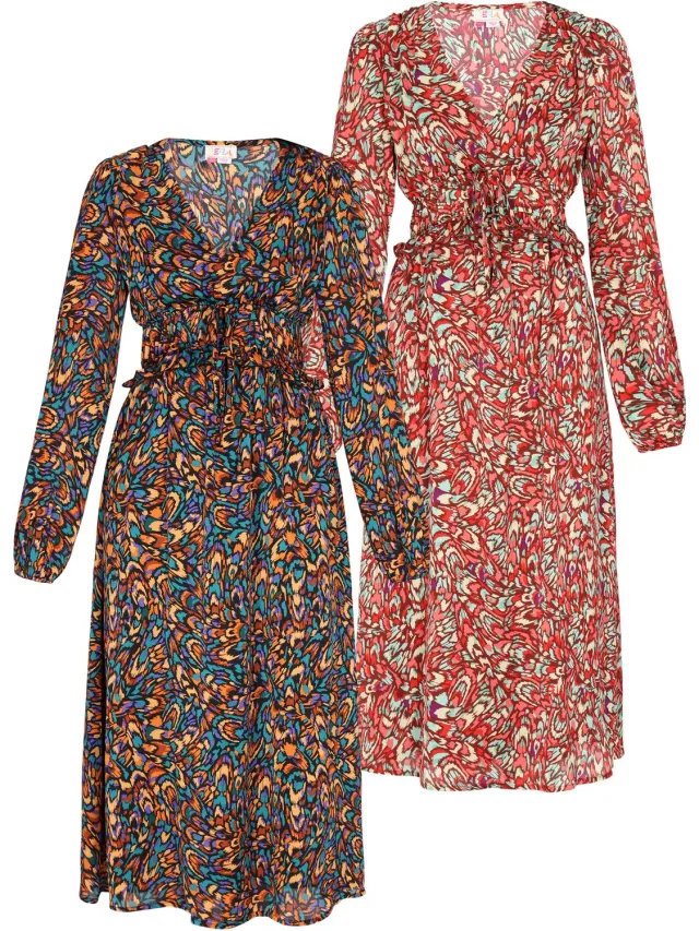 Mo dress 2-Pack Green Multicolor & Red Multicolor