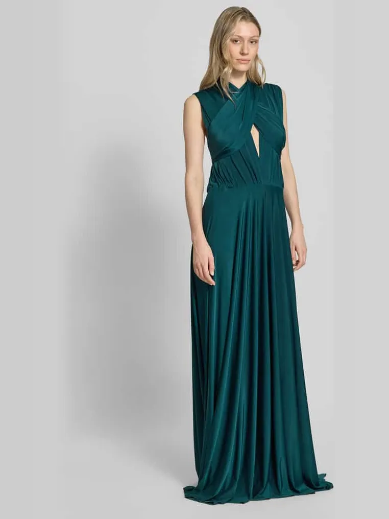 Rose Avenue maxi-jurk met diepe v-hals flessengroen, foto 4
