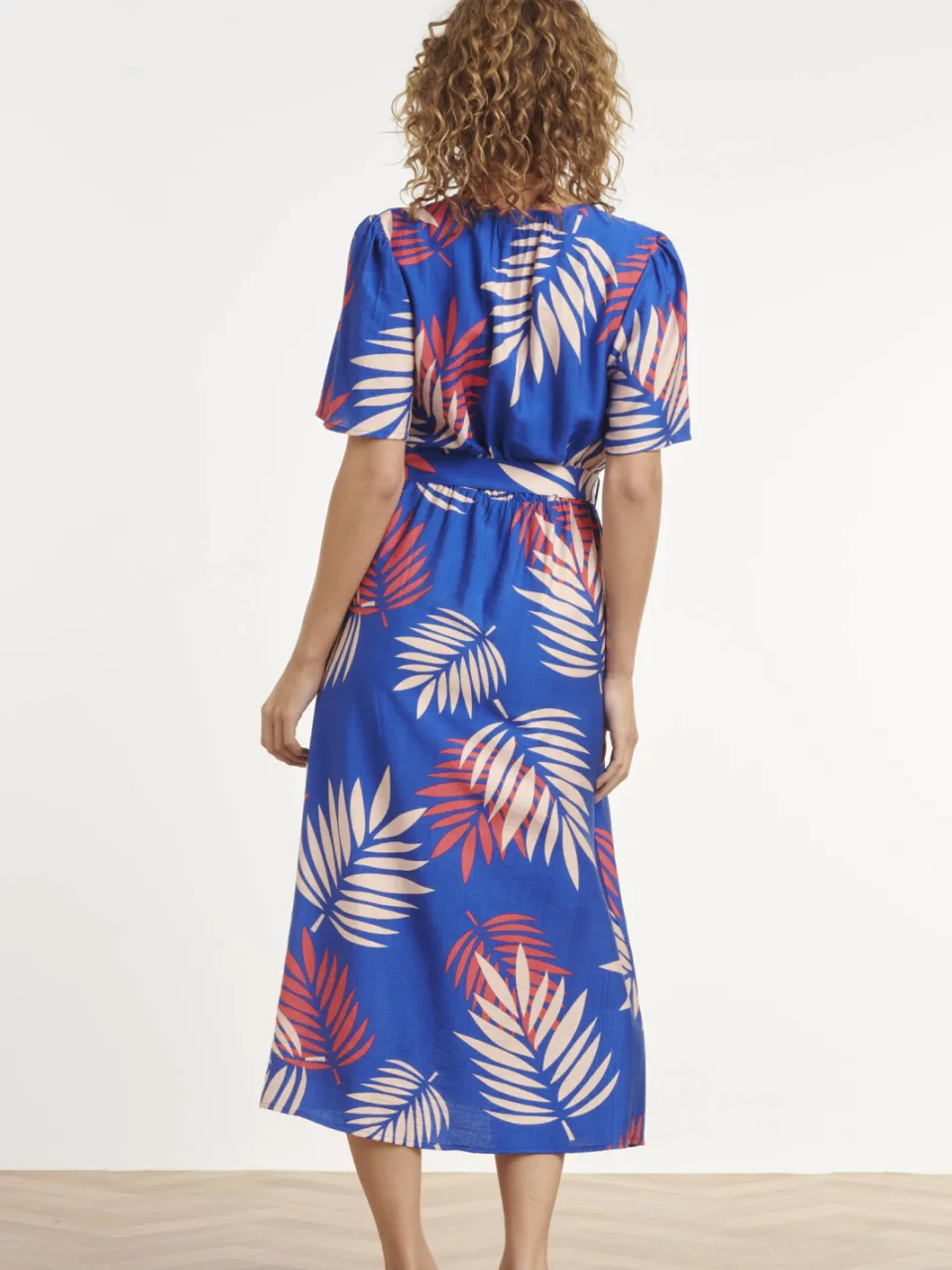 Smashed Lemon rayon midi jurk - blauw, foto 4