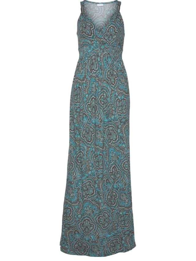Maxi-jurk turquoise geprint, foto 2