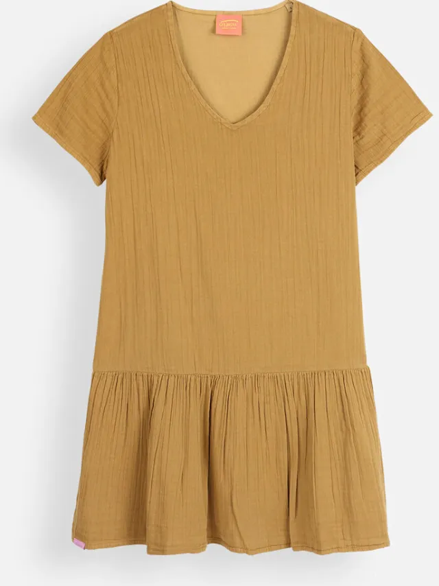 Oxbow Korte Jurk Oxbow Katoenen jurk vervaagde kleur DOMINGO Bruin