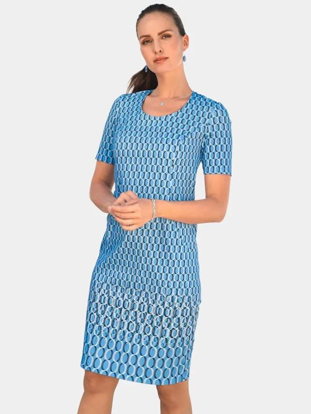 GOLDNER Jurk Katoenen jurk met print wit / lichtblauw