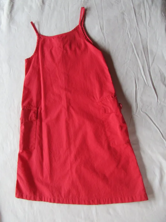 Petit Bateau Jurk - Overgooier - Rood - 6 jaar 114