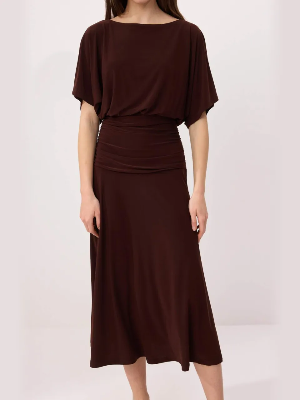 Trendyol TRENDYOLMİLLA Dames Bruin Effen Maxi Kort Skater Jurken, foto 2