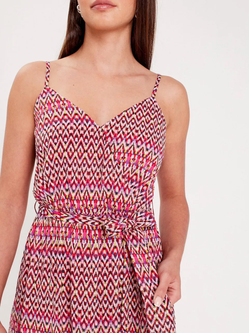 Cache Cache maxi jurk met all over print en volant rood/ roze, foto 2