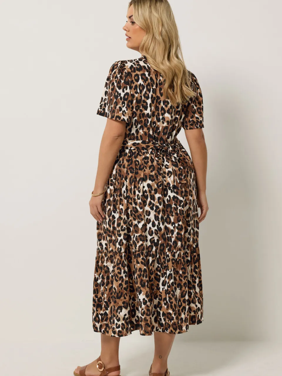Yours Bruine Jurk Met Luipaardprint En Halve Knoopsluiting-52, foto 3