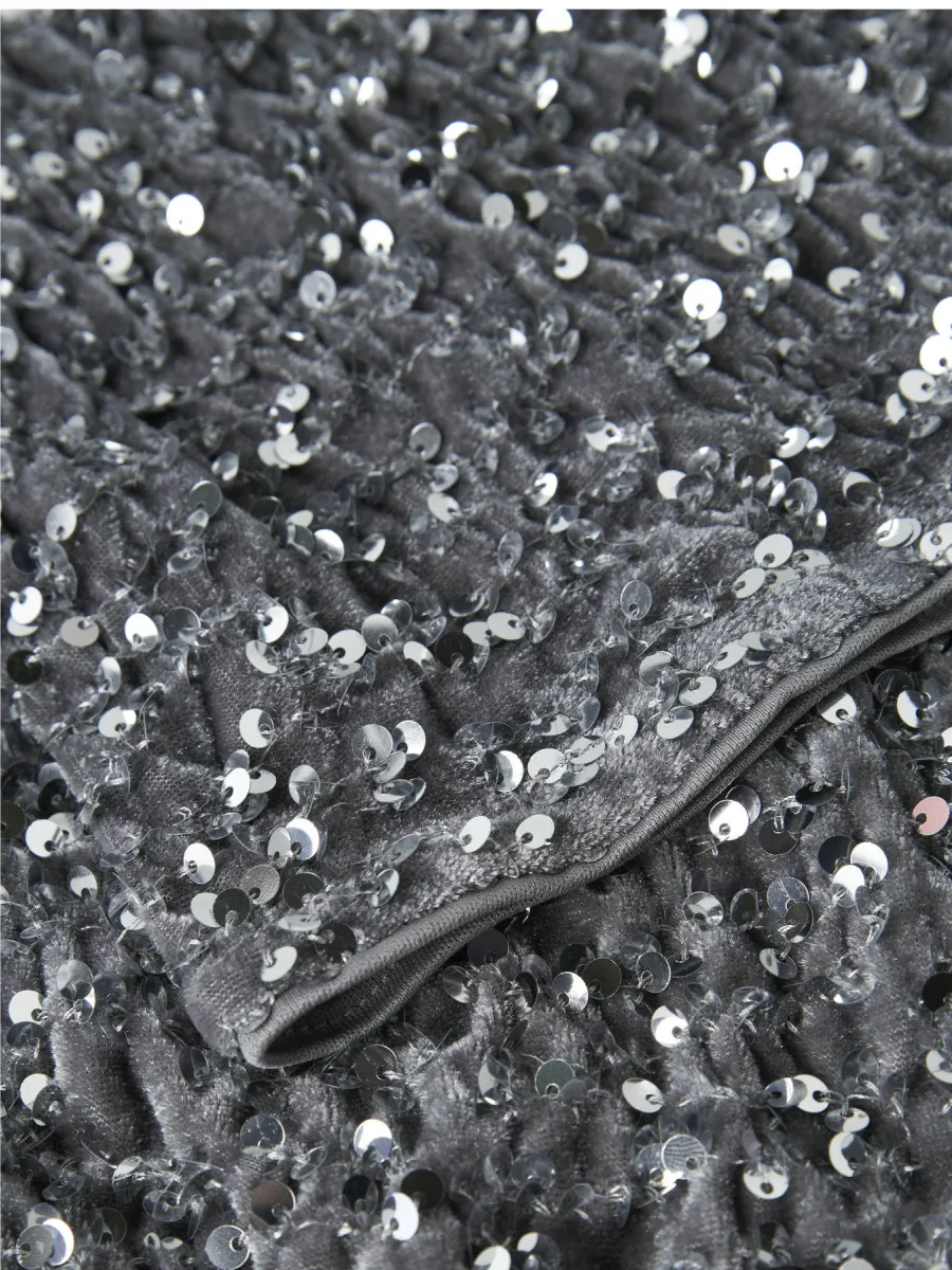 NAME IT glitterjurk met pailletten grijs/zilver, foto 5