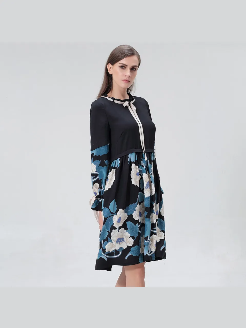Smart & Joy Mid-lengte blouse-jurk met bloemenprint blauw, foto 2