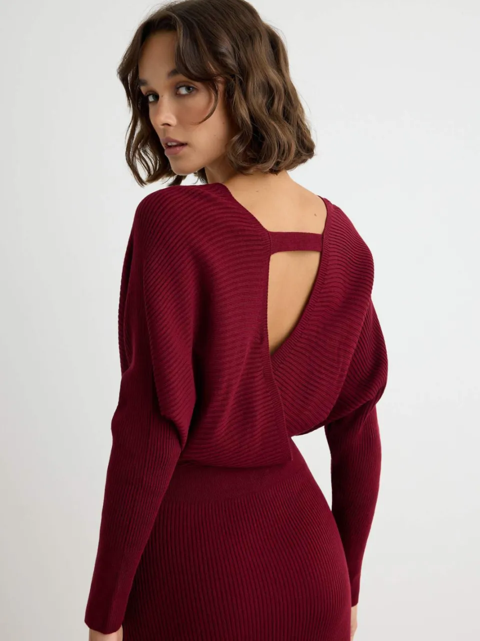 Trendyol TRENDYOLMİLLA Dames Bordeaux Effen Maxi Lang Recht Jurken, foto 2