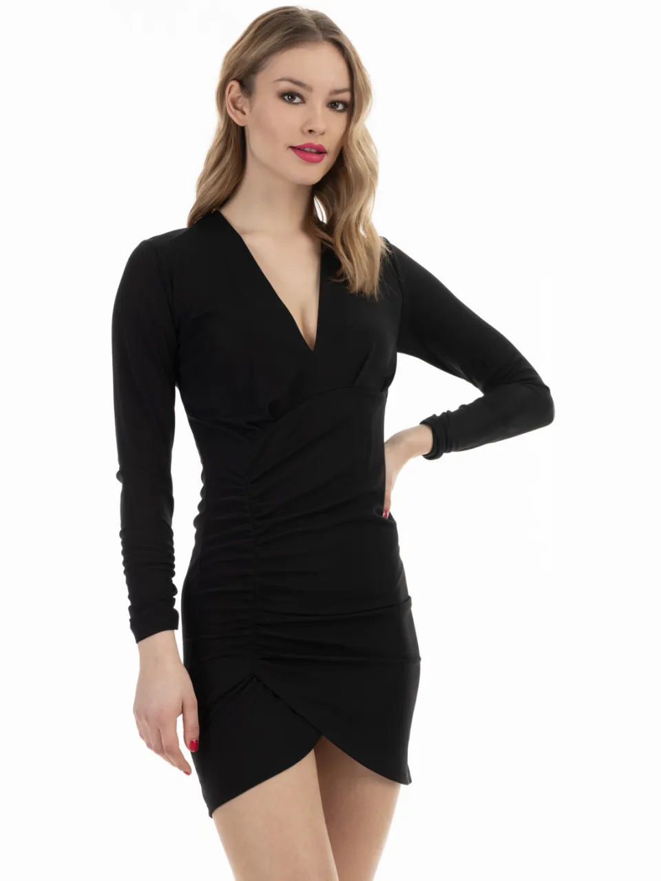 Faina jersey mini jurk zwart, foto 2