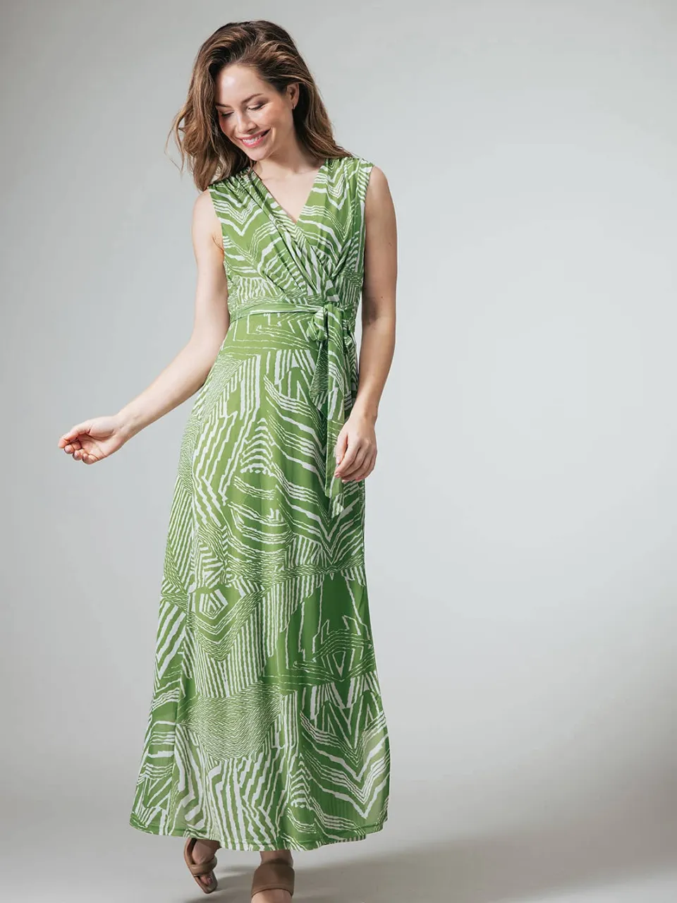 LabeL DOT maxi jurk groen groen / ecru