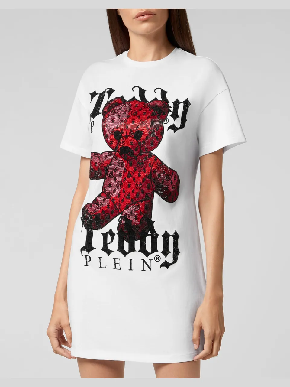 Philipp Plein T-Shirt Jurk Kort Monogram Wit