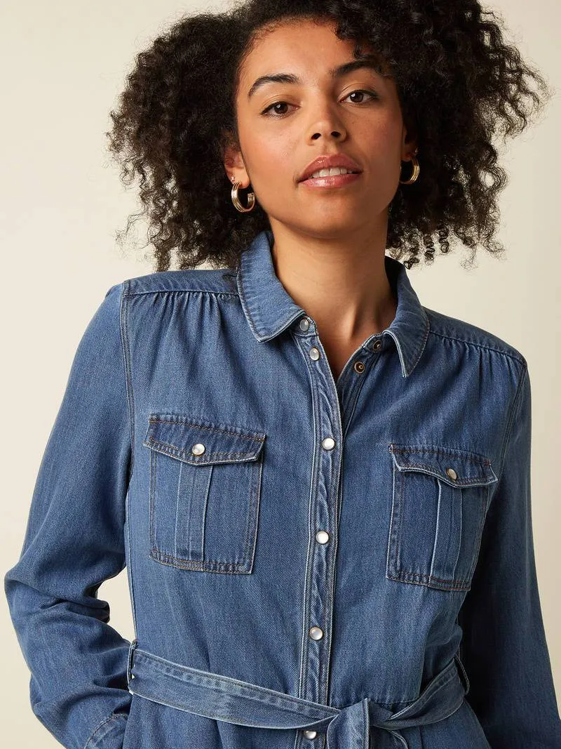 King Louie spijkerjurk met ceintuur - medium blue denim, foto 4