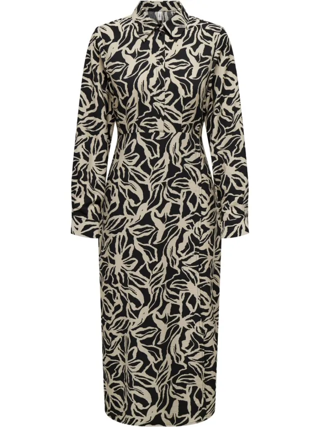 Only ONLTHARA L/S SHIRT MIDI DRESS PTM - Meisjes - Mini jurken Black;Bf Bloom Drawing