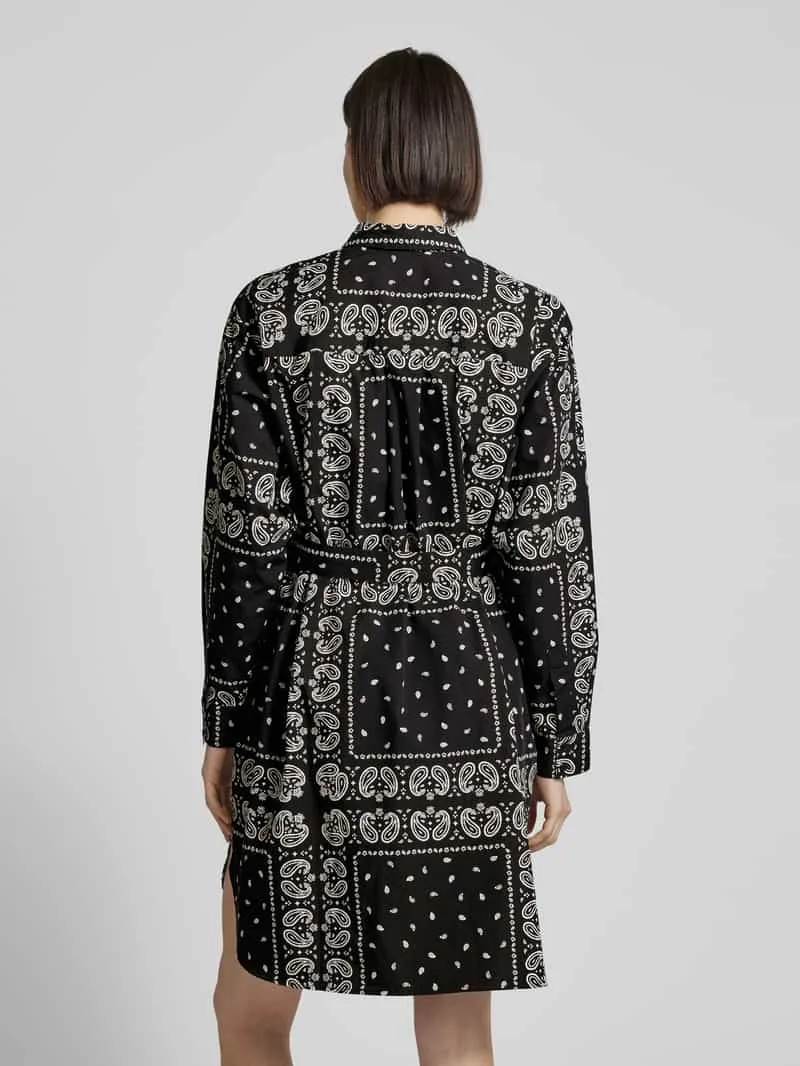 Jake*s Casual Knielange overhemdjurk met paisleymotief zwart, foto 4