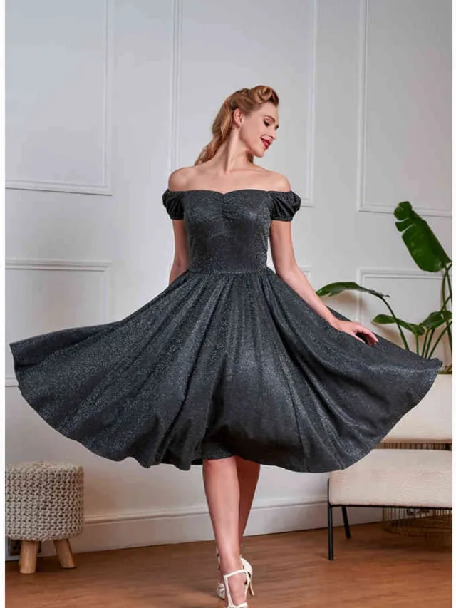 Banned Marilyn Sparkle Flare jurk - M - Zwart