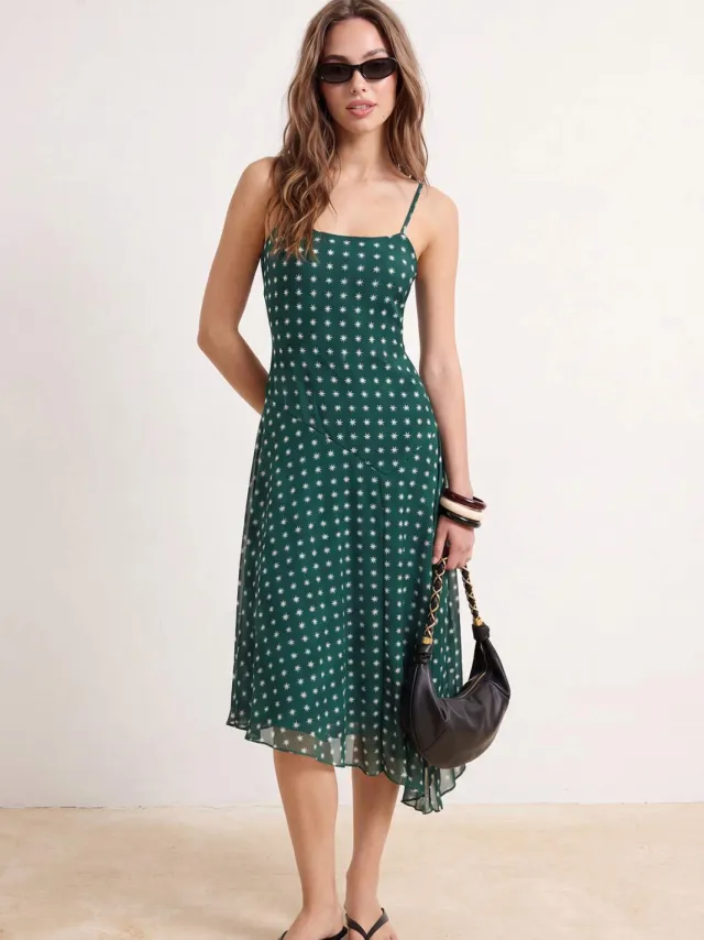 Trendyol TRENDYOLMİLLA Dames Groen Grafisch Kort / Mini Mouwloos Skater Jurken