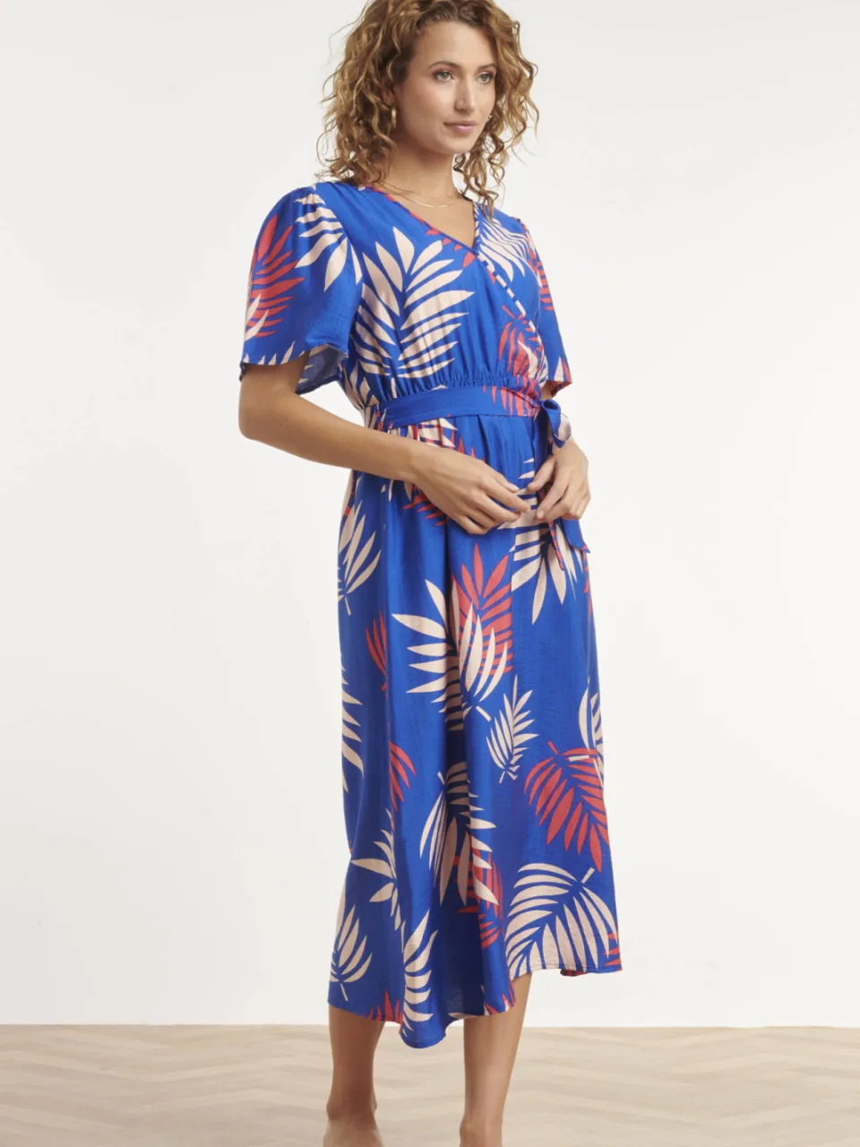 Smashed Lemon rayon midi jurk - blauw, foto 5
