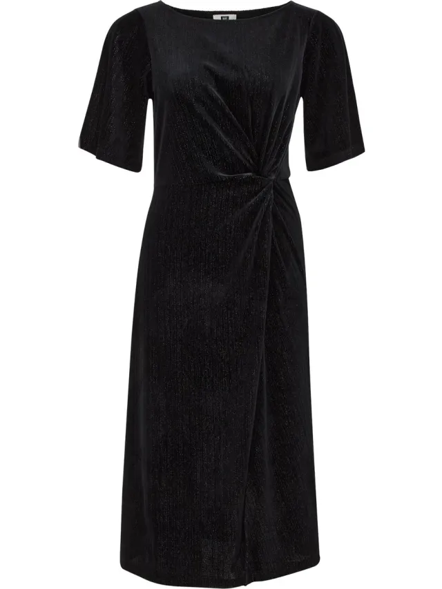 WE Fashion Dames velvet jurk met glittergaren Black