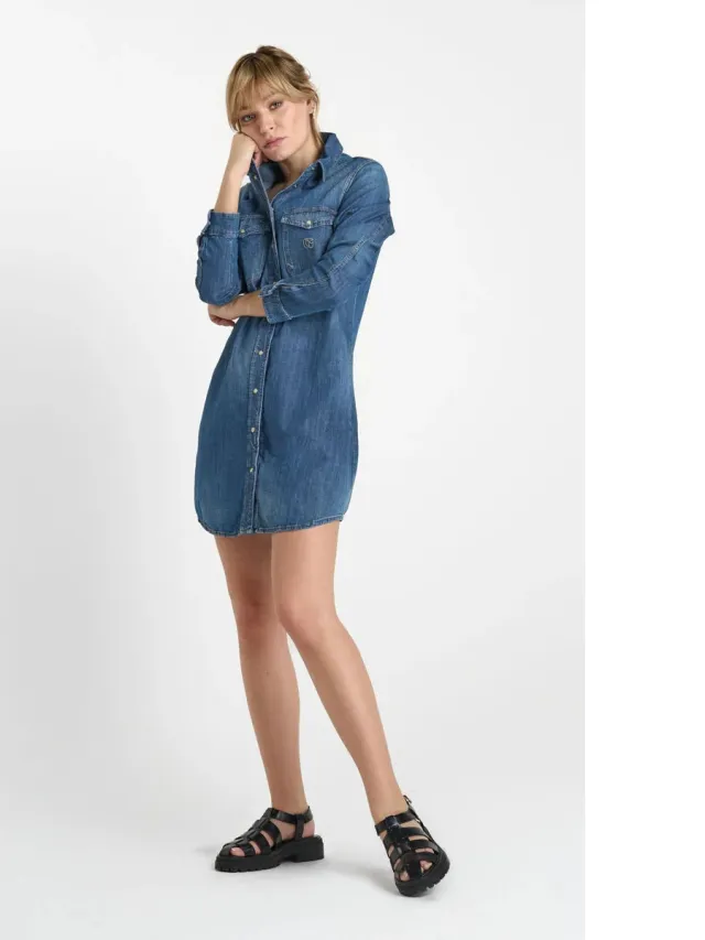 Le Temps des Cerises Jurk Le Temps des Cerises Jurk recht van jeans ALIO Blauw
