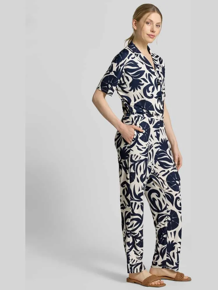 Oui Jumpsuit met all-over bloemenmotief beige gemêleerd, foto 3