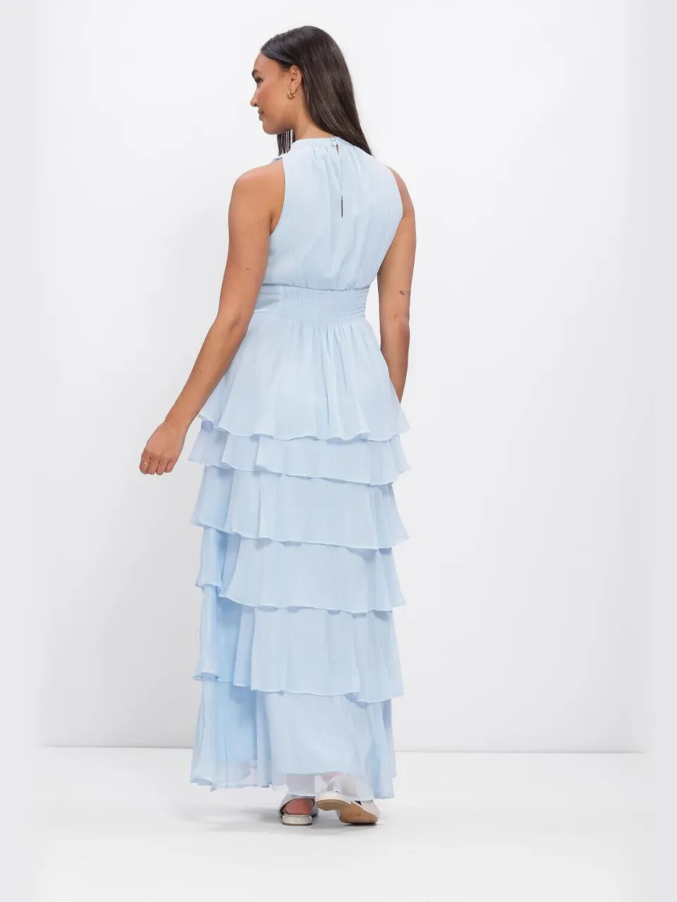NEO NOIR Dames Jurken Marli Solid Chiffon Dress - Lichtblauw, foto 3