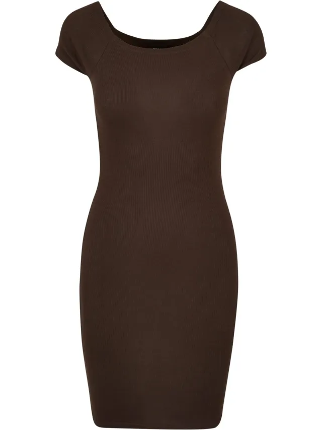 Urban Classics Dames/Dames Ribbed Off Shoulder Dress (Bruin)