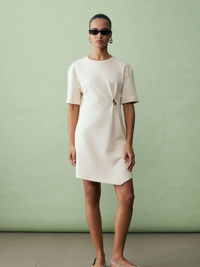 Dilvin Vrouwen Mini Shift Jurk Crème