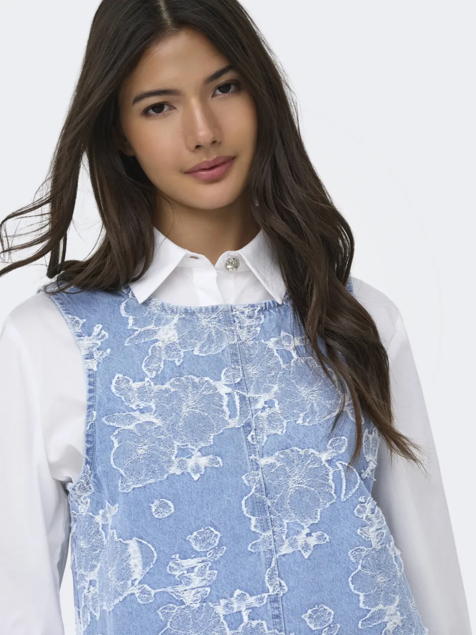 Only korte jurk light blue denim, foto 6