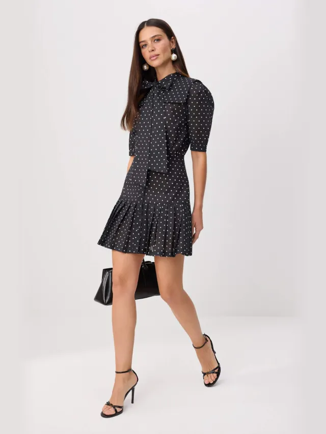 Trendyol TRENDYOLMİLLA Dames Zwart Stippen Kort / Mini Kort Skater Jurken