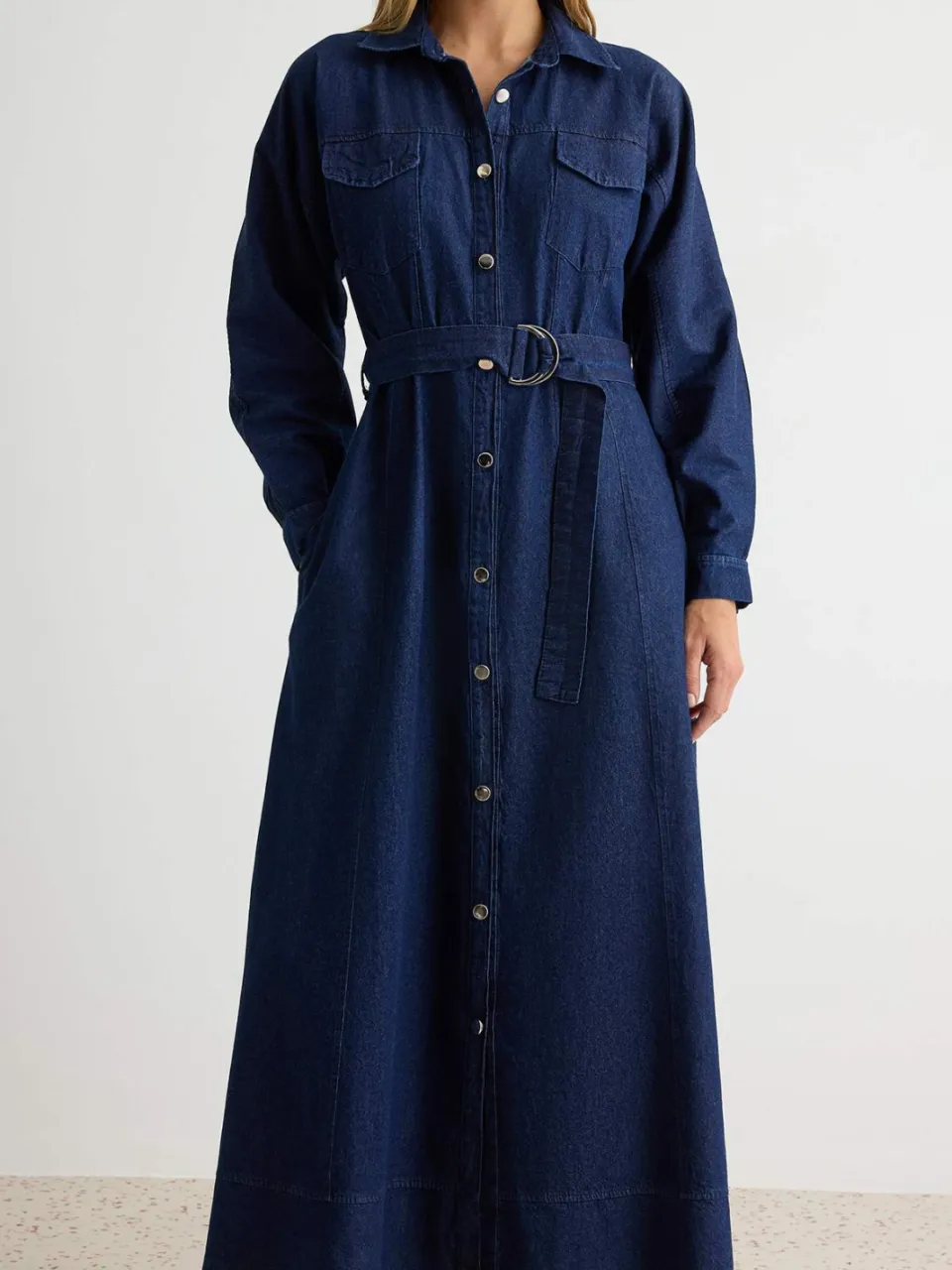Trendyol TRENDYOLMİLLA Dames Blauw Effen Maxi Lang A-lijn Jurken, foto 2